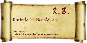 Kadnár Balázs névjegykártya